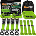 TitanPro Heavy Duty Ratchet Straps 4-Pack - 2,200lb Break Strength