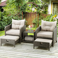 Pamapic 5-Piece Outdoor Wicker Conversation Set with Ottoman