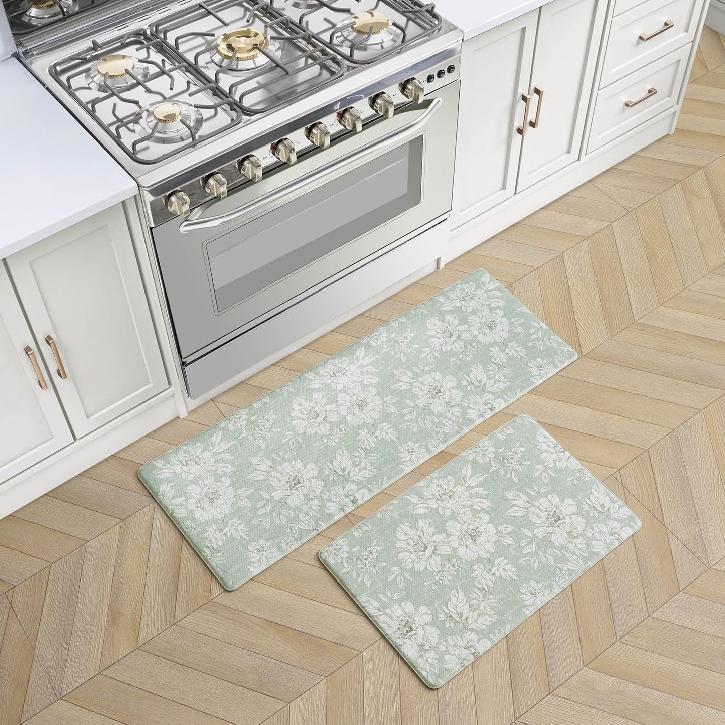 Laura Ashley Anti-Fatigue Kitchen Mat Set with Iris Floral Design