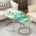 aboxoo Nesting Round Coffee Table Set of 2 - Space Saving Green