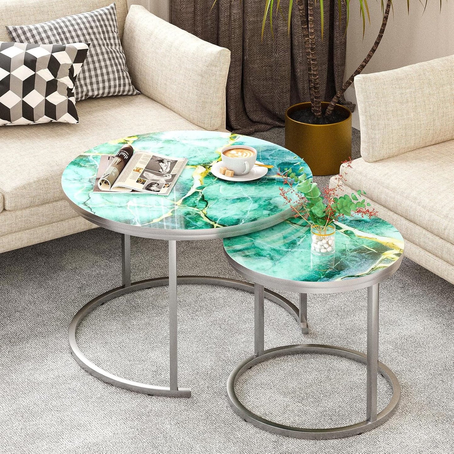 Modern Nesting Coffee Table Set of 2 with Elegant Design