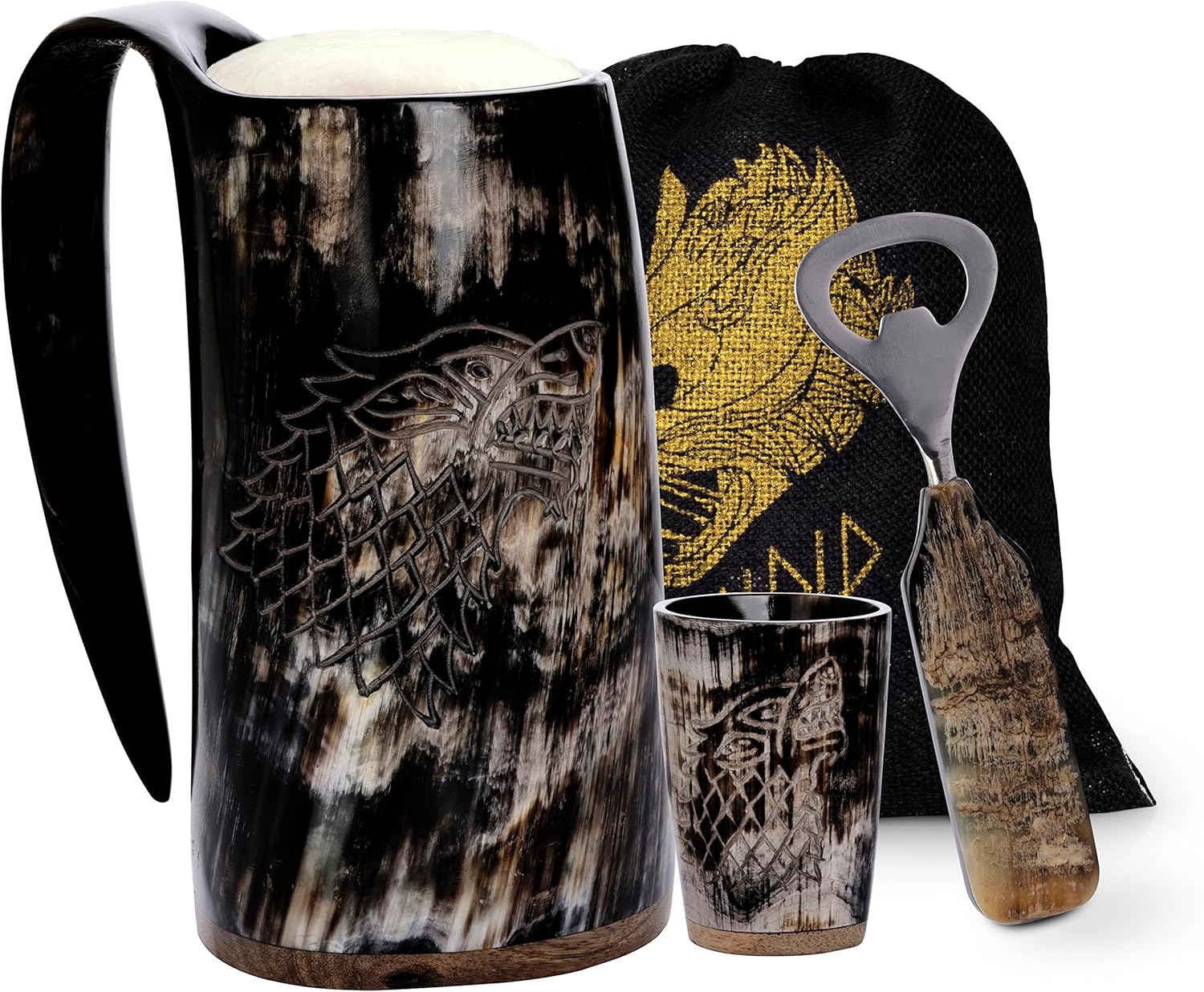 FENRIR Viking Drinking Horn Mug Set for Unique Gifts and More
