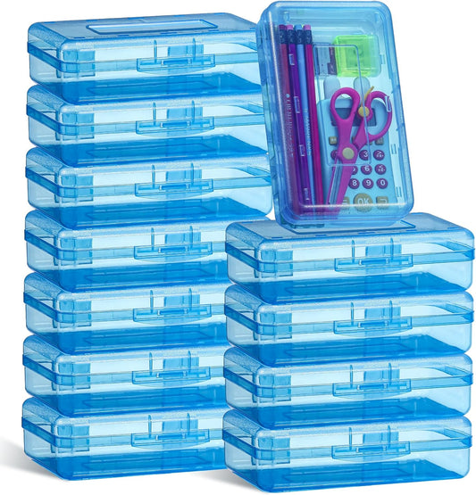 Leelosp 12 Pack Clear Pencil Boxes for School Supplies