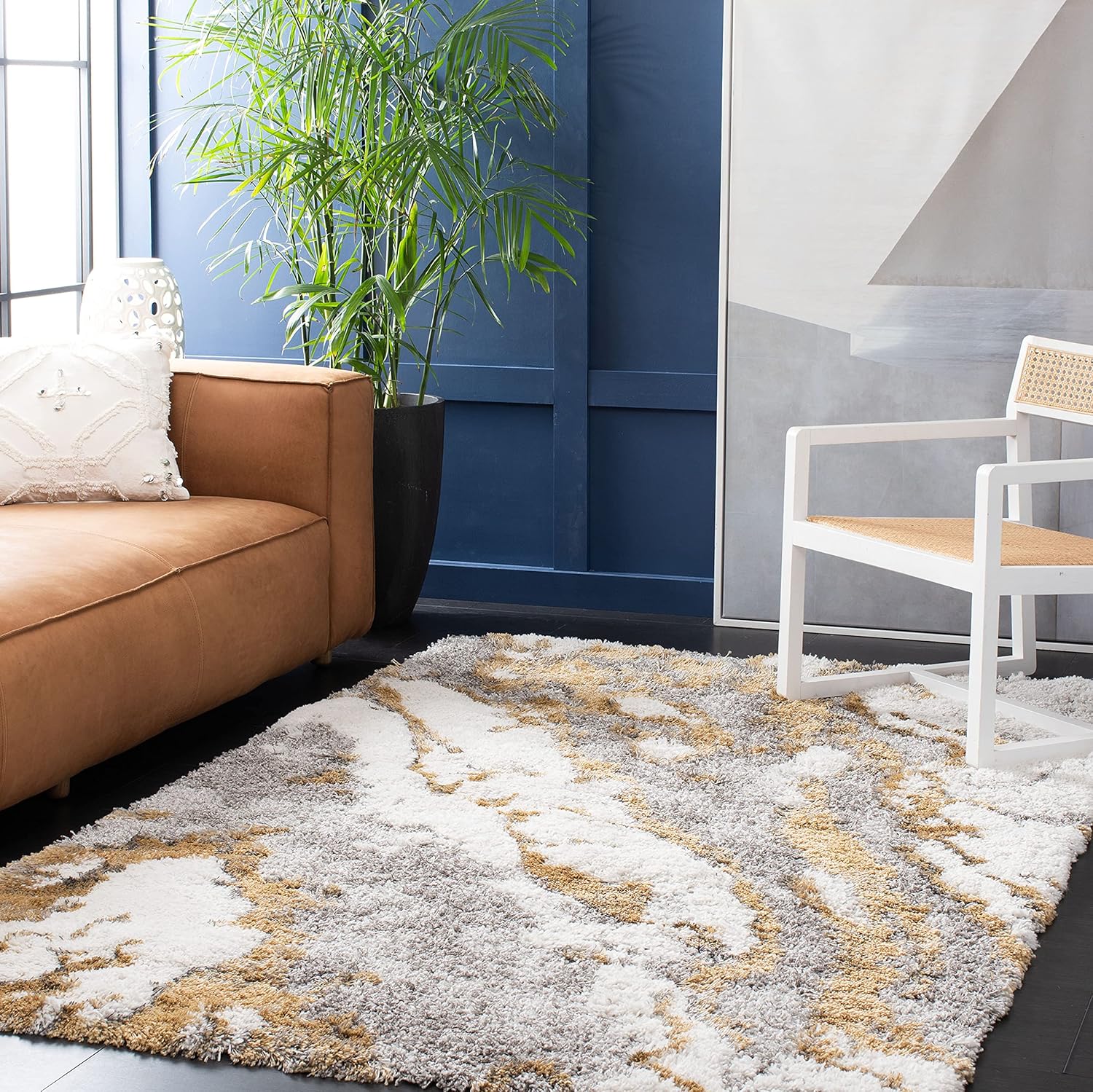 SAFAVIEH Horizon Shag Collection Area Rug - Modern Abstract Design