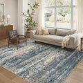 Art&Tuft Washable Rug 6x9 - Stain Resistant Navy Abstract Area Rug