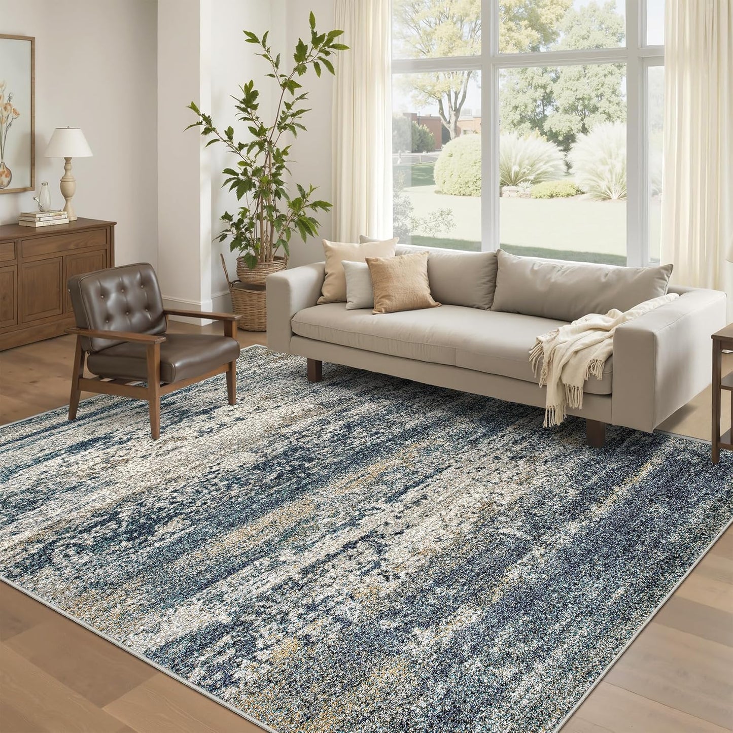 Washable Area Rug 6x9 with Anti-Slip Backing for Living Room