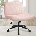 Criss Cross Chair Wheels Wide Seat Swivel Desk Vanity - Comfy Pink