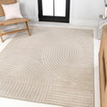 Hallie High-Low Curve Beige/Cream 5x8 Area Rug - Minimalist