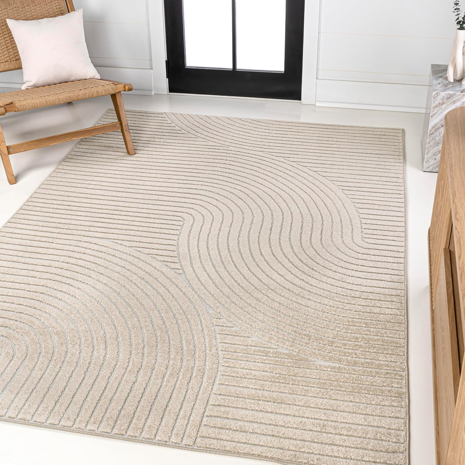 JONATHAN Y Hallie High-Low Curve Beige/Cream Area Rug Review