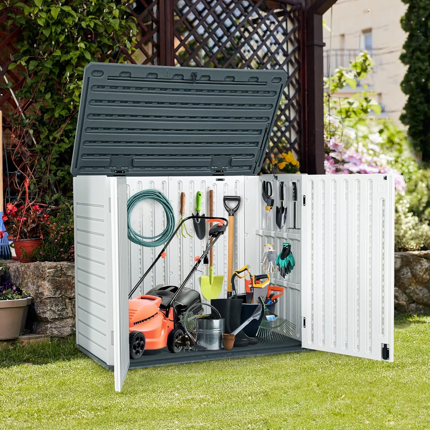 YITAHOME Outdoor Resin Storage Shed for Garden Tools and More