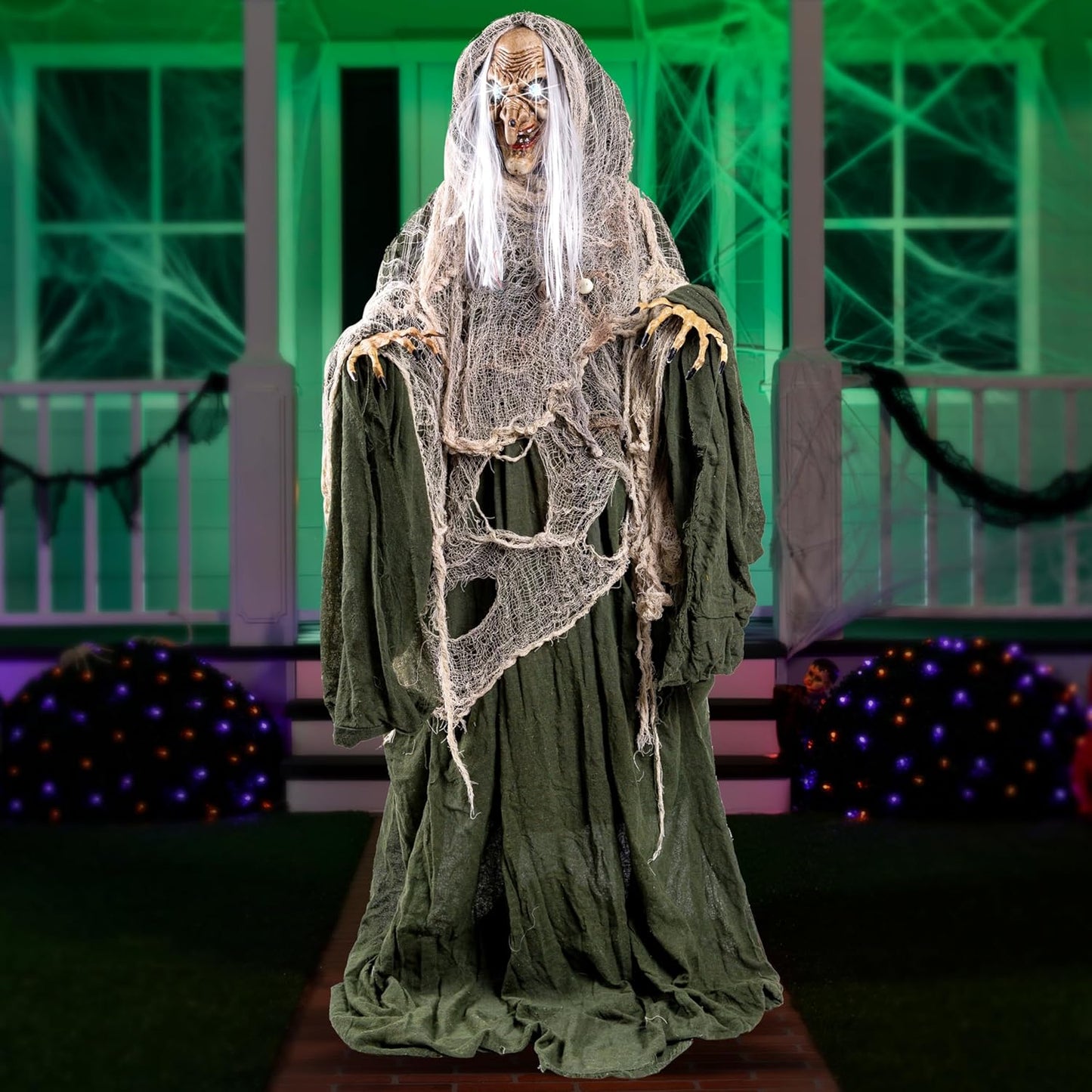 65 Inch Halloween Animatronics Witch Decorations for Spooky Fun