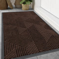 Front Door Mat 47x32 in Dark Brown - Heavy Duty Rubber Welcome Mat