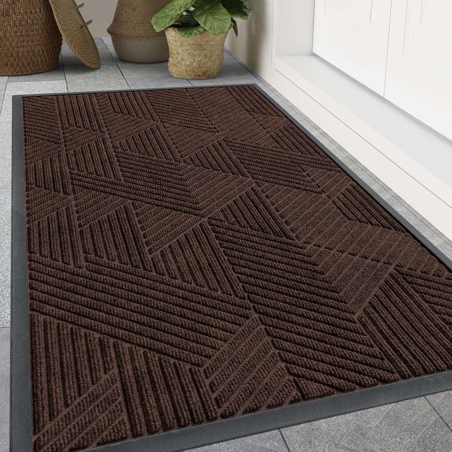 Smiry Heavy Duty Natural Rubber Doormat for Indoor Outdoor Use