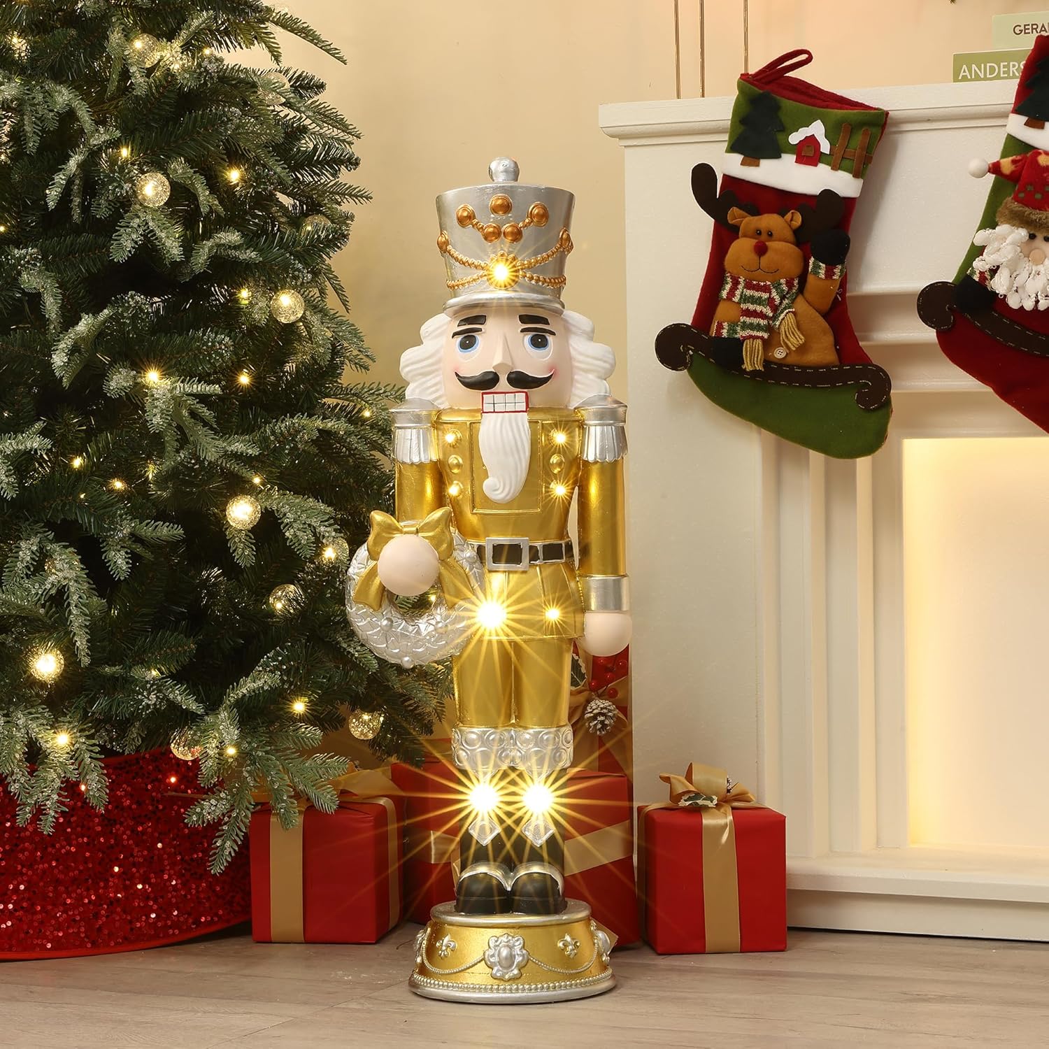 LuxenHome 3FT Tall Nutcracker Christmas Decoration for Holidays