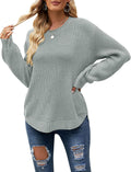 Waffle Knit Pullover Sweater for Women - Relaxed Fit Fall Top