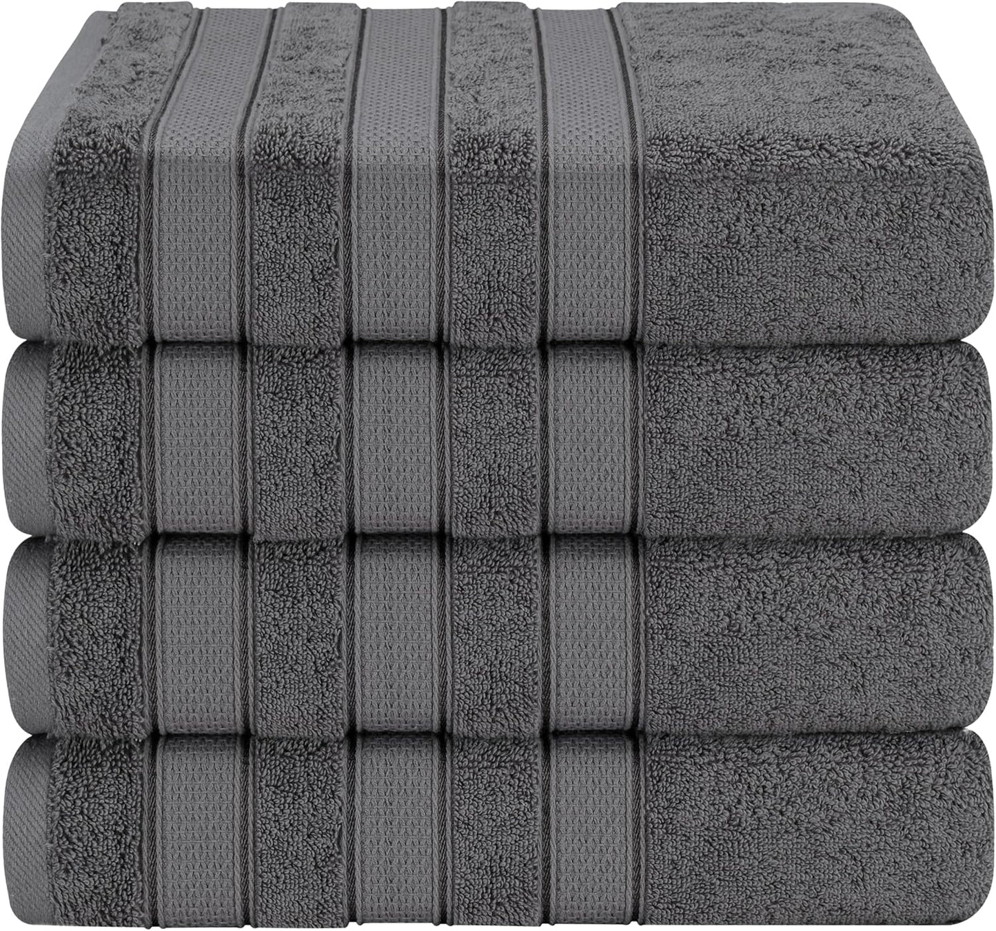 100% Cotton Turkish Bath Towels Set - Soft Absorbent Dark Gray