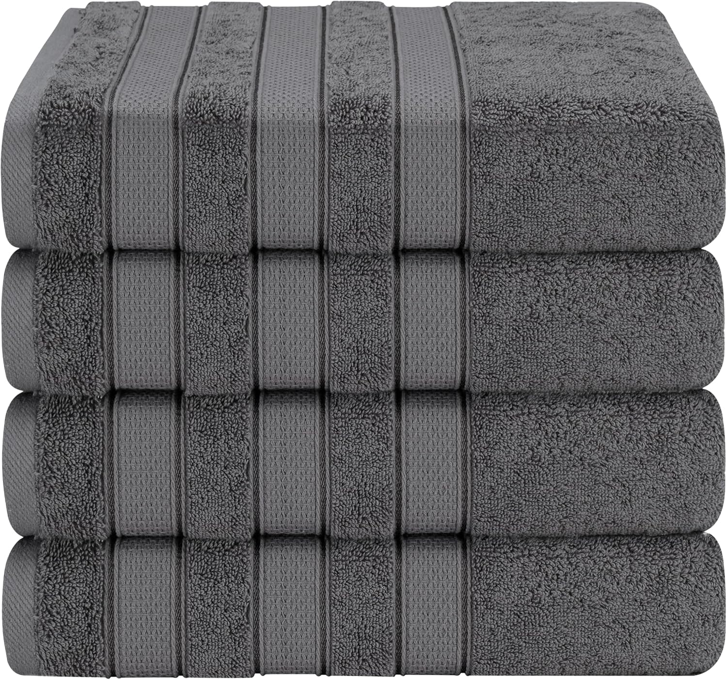 100% Cotton Turkish Bath Towels Set - Soft Absorbent Dark Gray