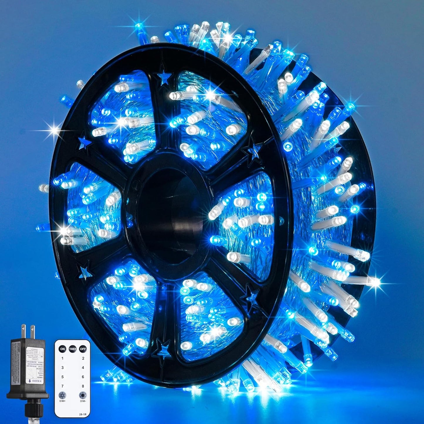 JMEXSUSS Blue and White Christmas Lights for Festive Decor