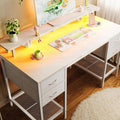 Huuger 47 in Computer Desk with 4 Drawers - LED Lights & Power