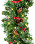 Pre-Lit 9ft Holiday Garland for Stairs and Fireplace - Pre-Decorated