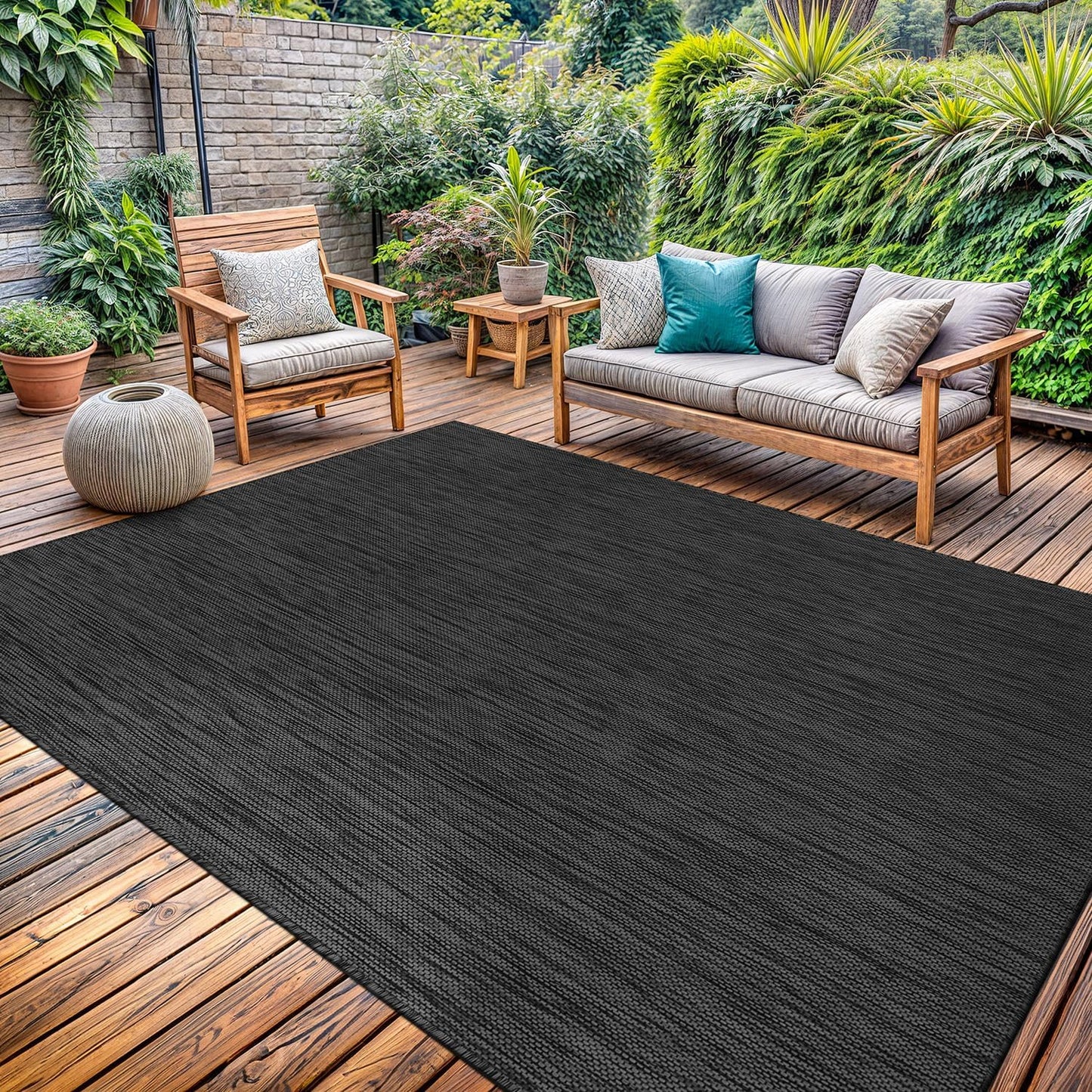 Washable Indoor Outdoor Rug 5x7 Dark Grey for Versatile Use