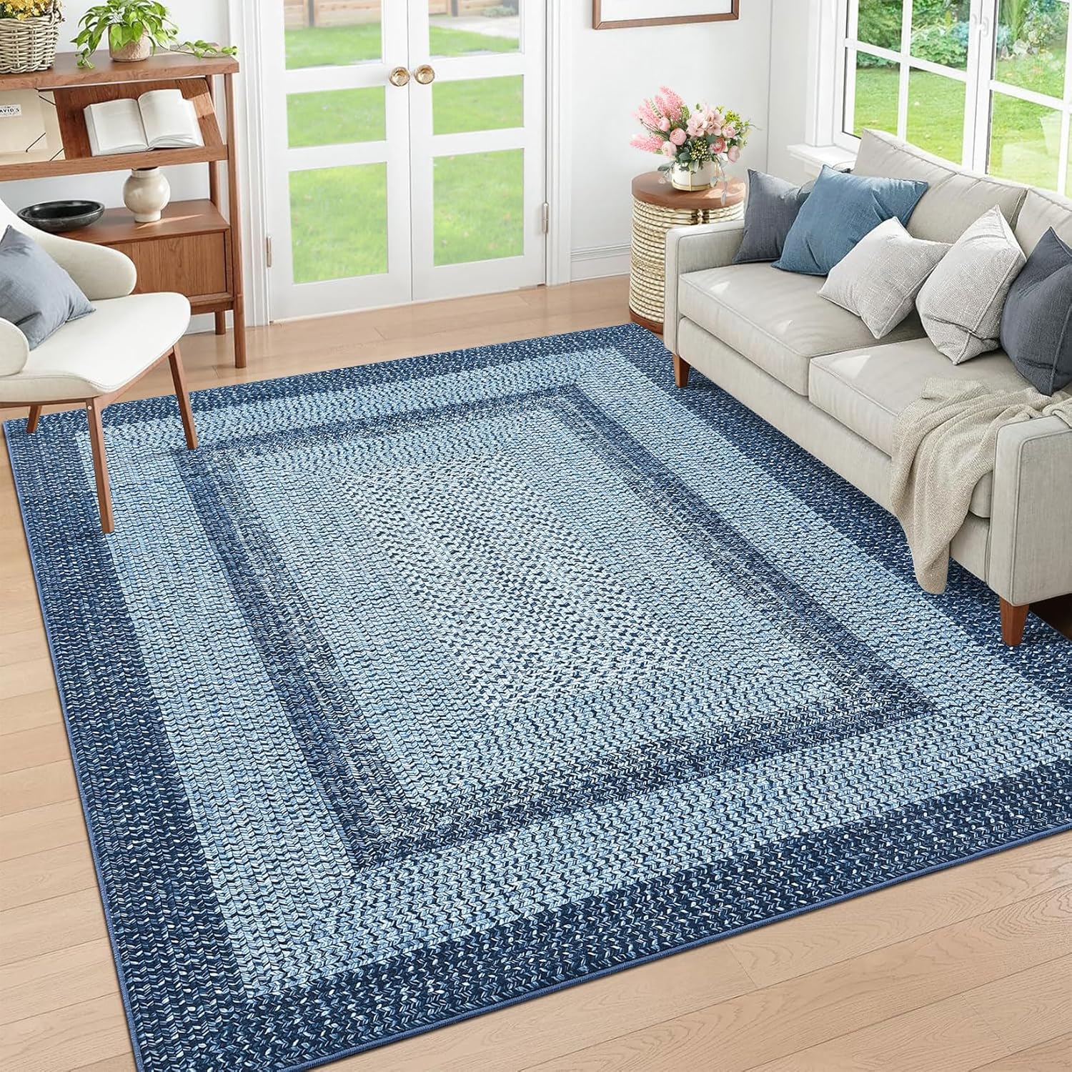 9x12 Large Washable Boho Accent Rug for Living Room Decor