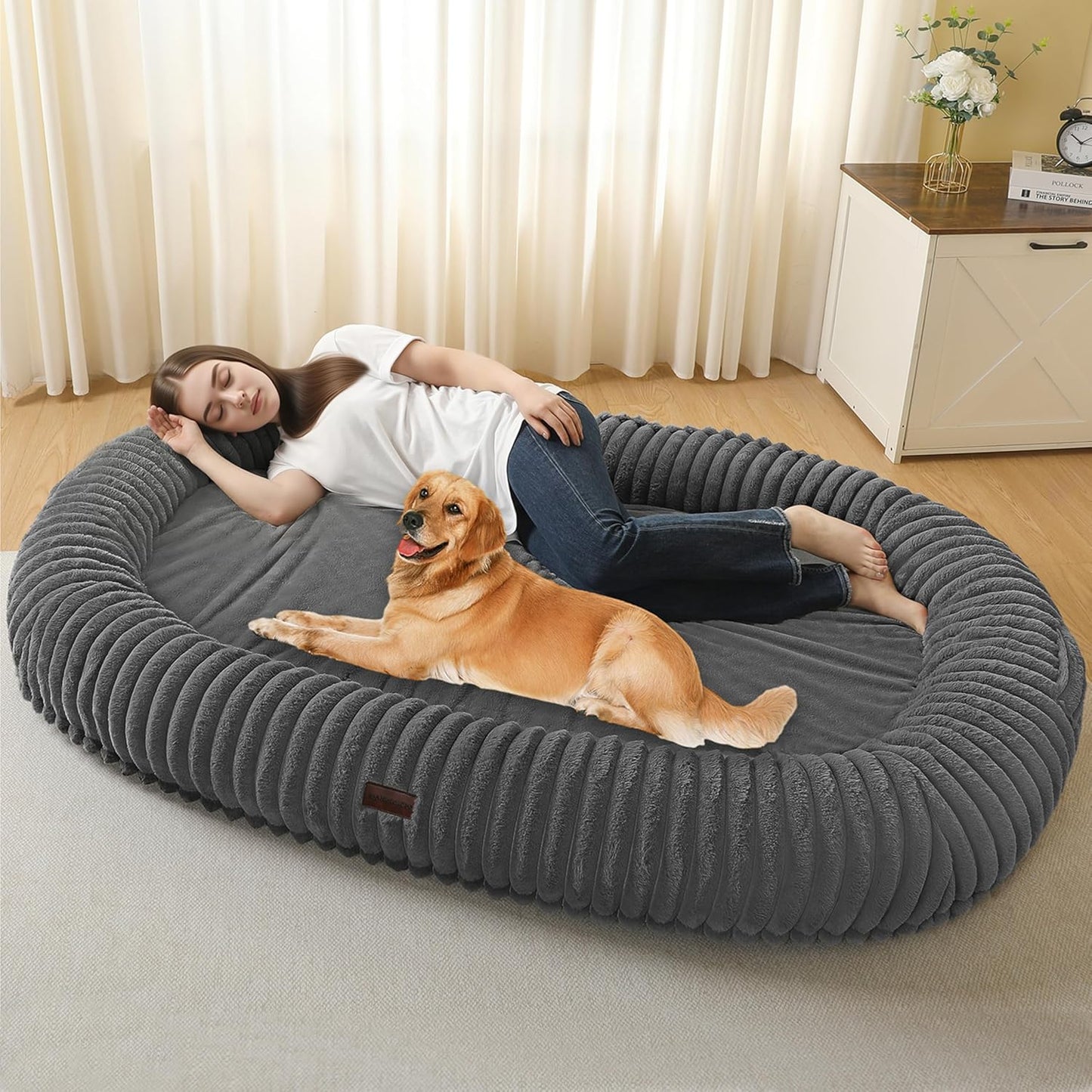 Human Dog Bed with Orthopedic Gel Memory Foam for Comfort