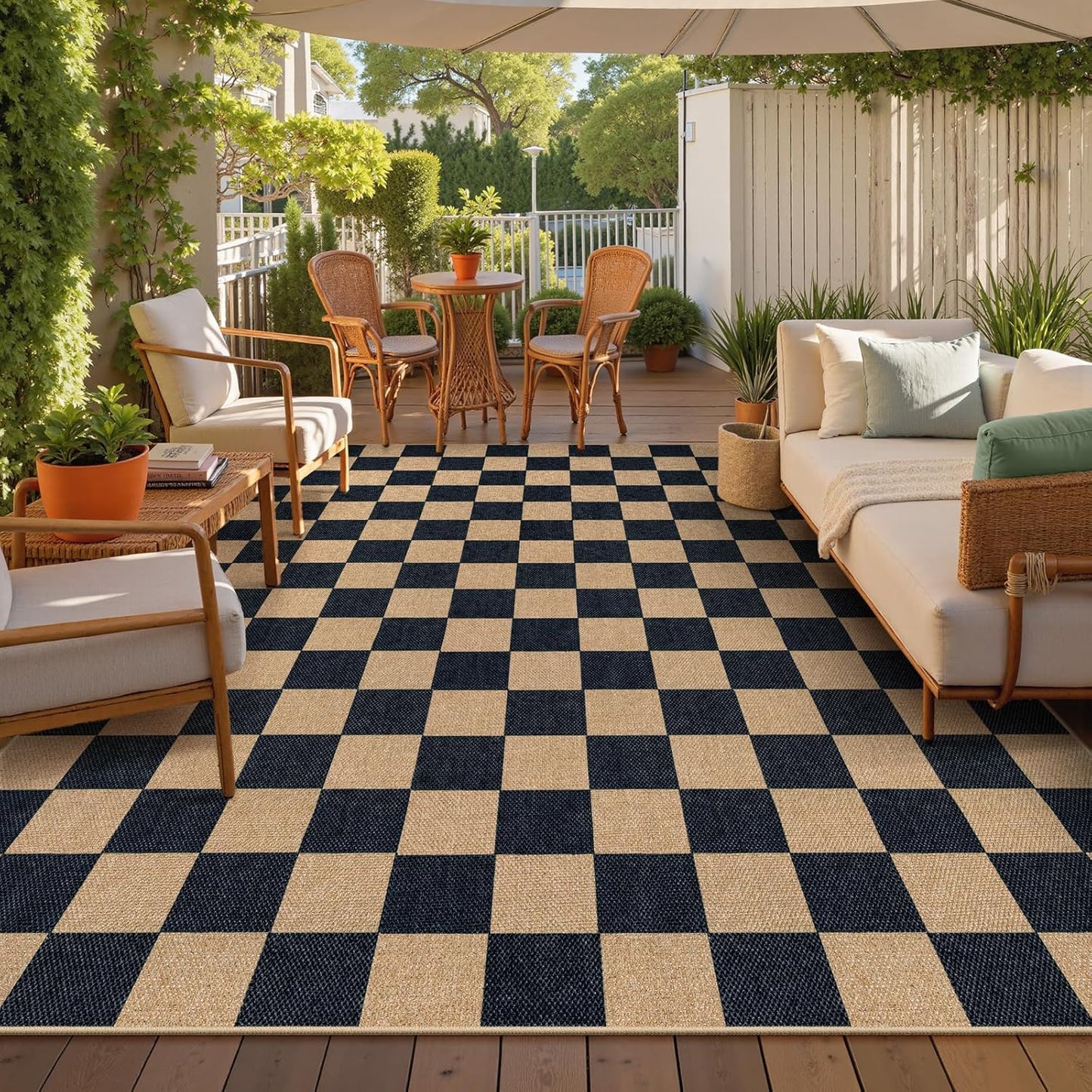 Lahome Checkered Easy Jute Rug for Indoor Outdoor Spaces