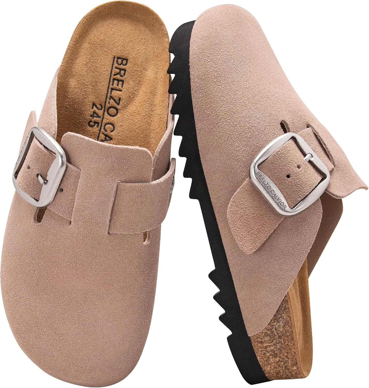 Suede Clogs for Women and Men Slip-on Mules with Buckle