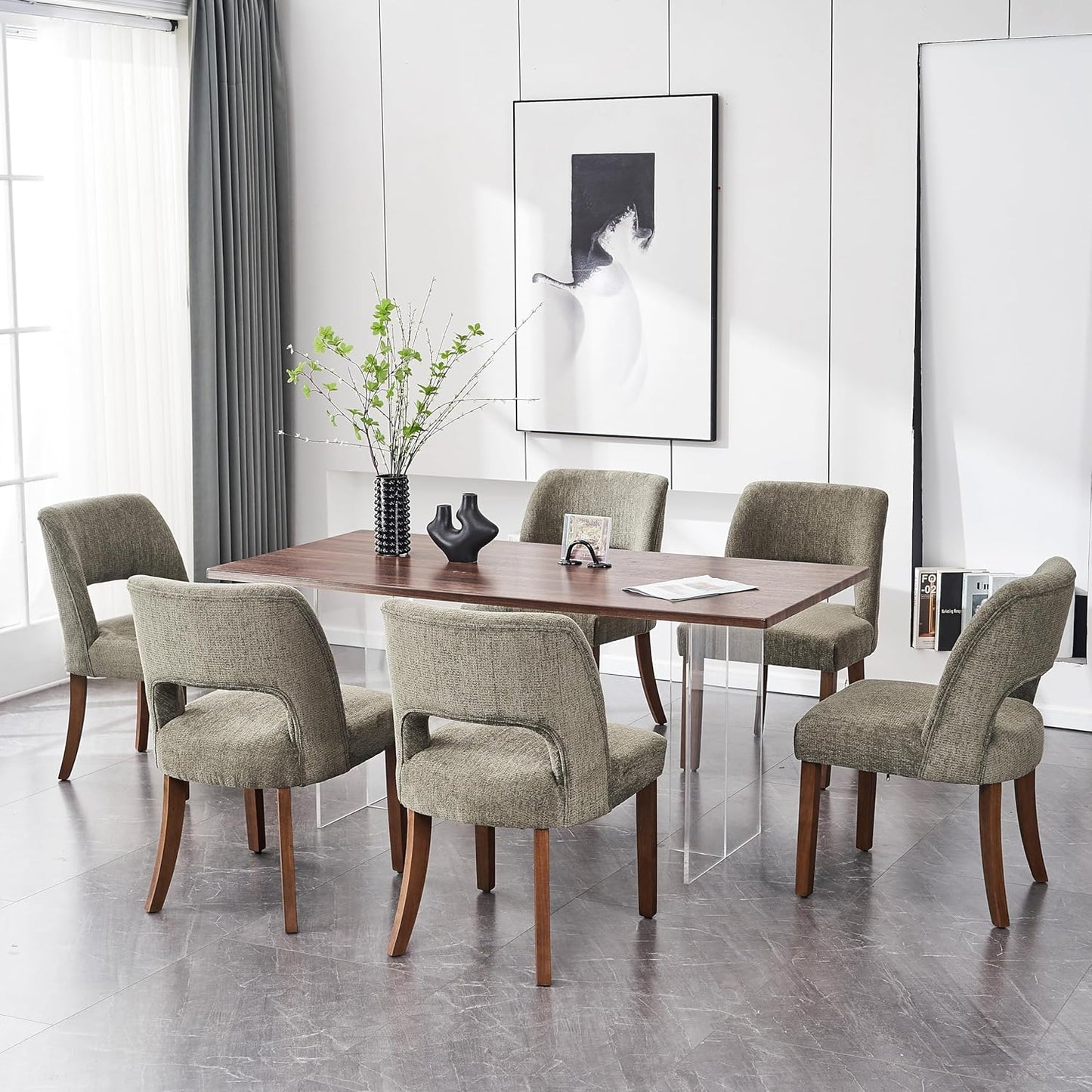 VKNOW Wooden Dining Chairs Set of 6 for Modern Dining Rooms