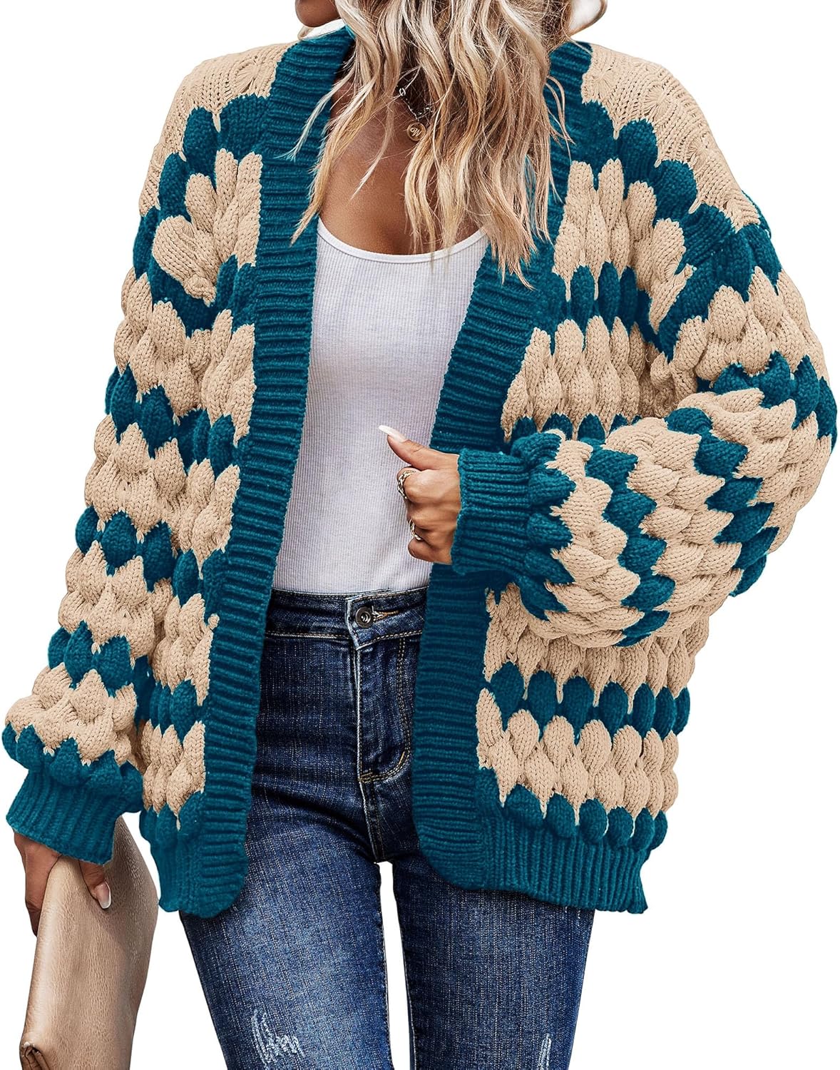 KIRUNDO Womens Cardigan Chunky Knit Fall Fashion Sweater Coats