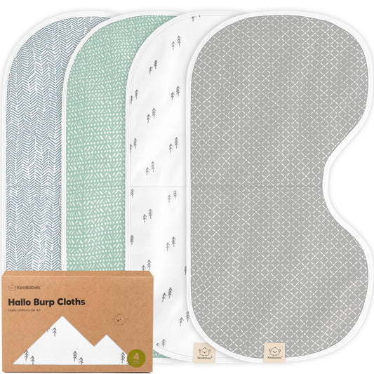 Organic Cotton Baby Burp Cloths - Extra Absorbent & Soft 4-Pack