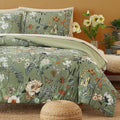Full Size Comforter Set Green Floral Seersucker - Cozy All-Season