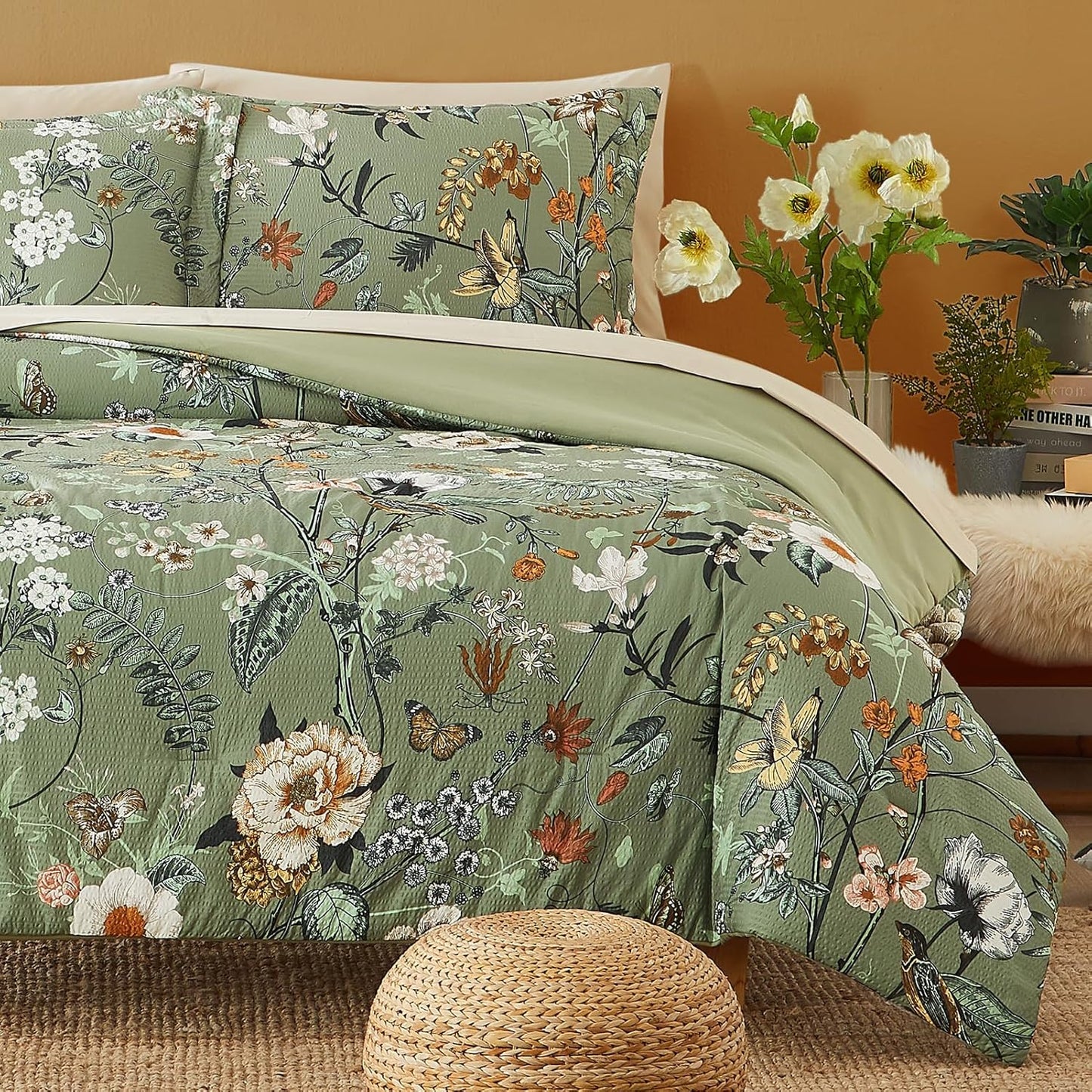 CASAAGUSTO Full Size Comforter Sets with Floral Design for All Seasons