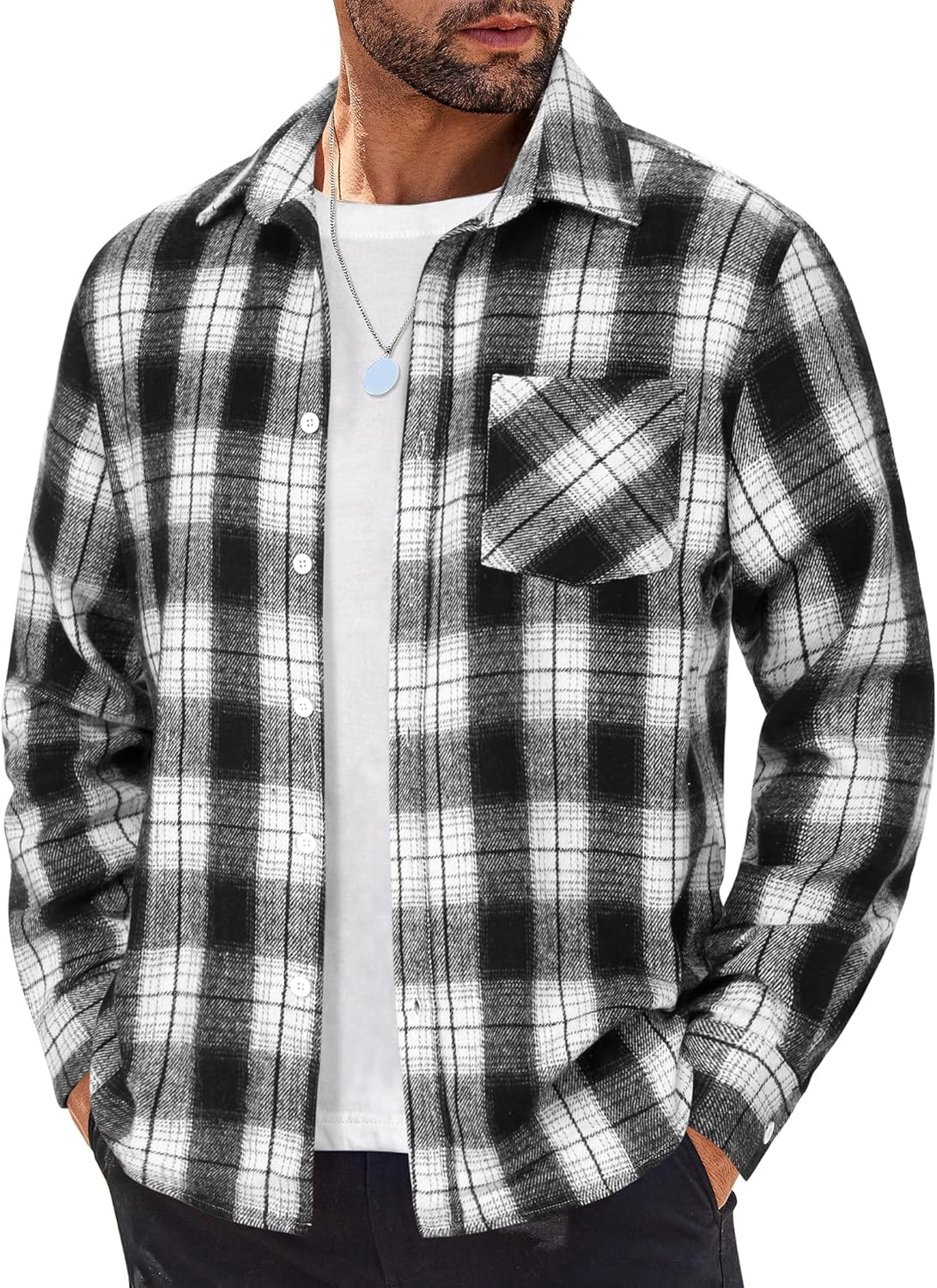 Stylish COOFANDY Mens Flannel Shirt for Casual Wear and Layering