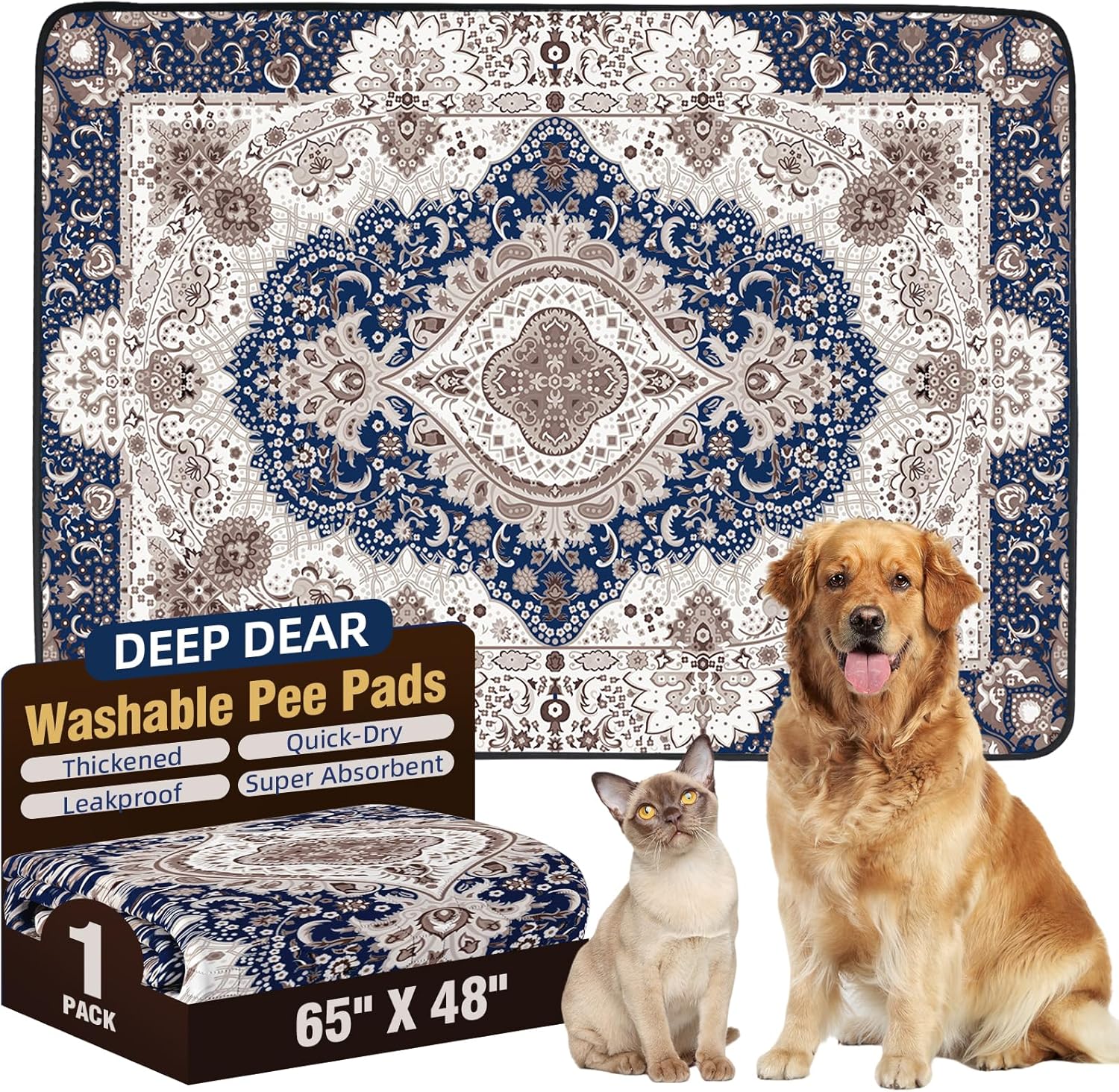 Washable Pee Pads for Dogs 65in x 48in - Extra Large Training Pads