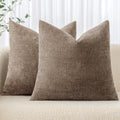 MIULEE 26x26 in Chenille Euro Sham Set of 2 - Textured Taupe Grey