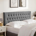 Tufted Upholstered Headboard Queen Size in Grey - Adjustable 37 to 51