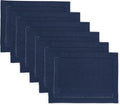 Pure Linen Navy Blue Placemats Set of 6 - Classic Hemstitch