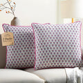 CPC 100% Cotton Throw Pillow Covers 18x18 in Set of 2 - Pink Block