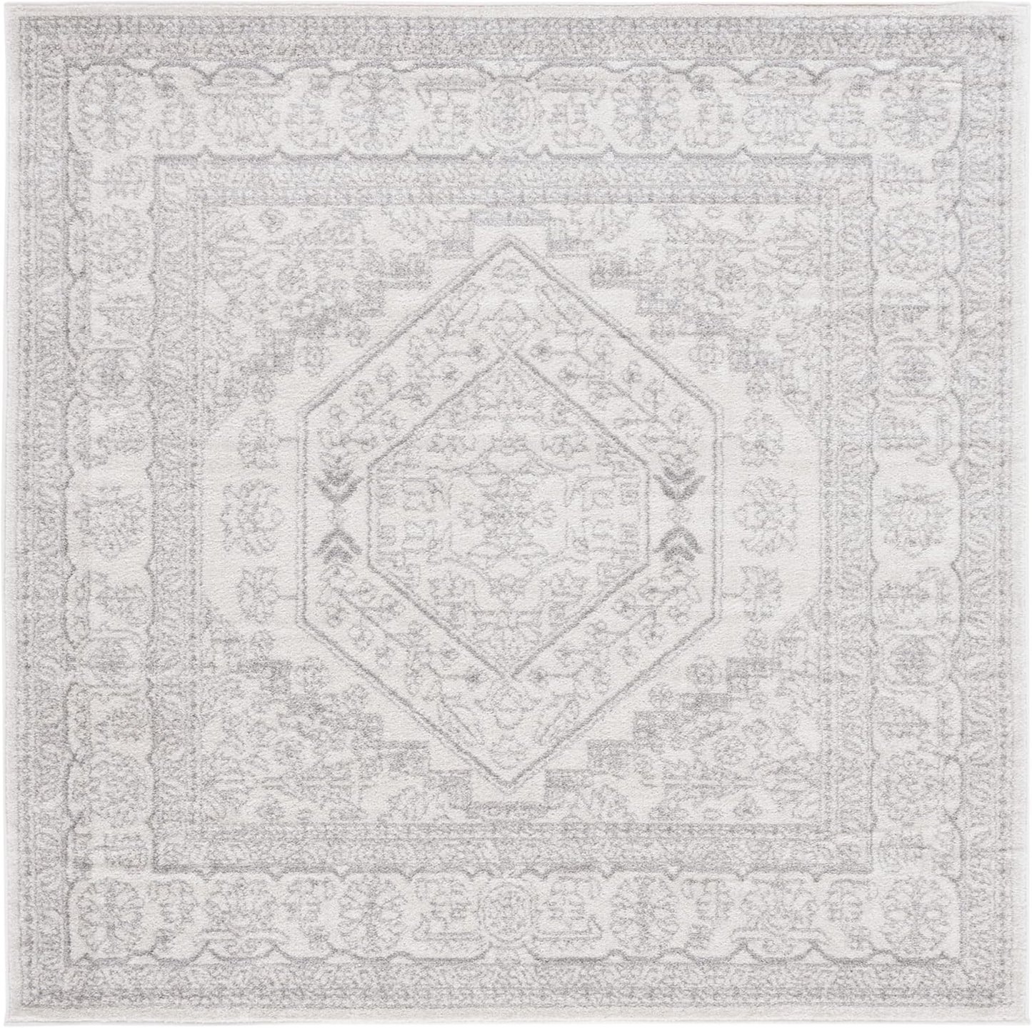 SAFAVIEH Adirondack Collection Area Rug - 8ft Square, Ivory & Silver