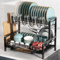 BOOSINY 2 Tier Black Large Stainless Steel Dish Drainer Rack