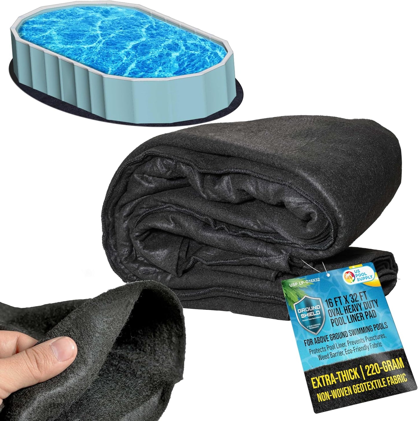 Ground Shield 16-Foot x 32-Foot Oval Heavy Duty Pool Liner Pad