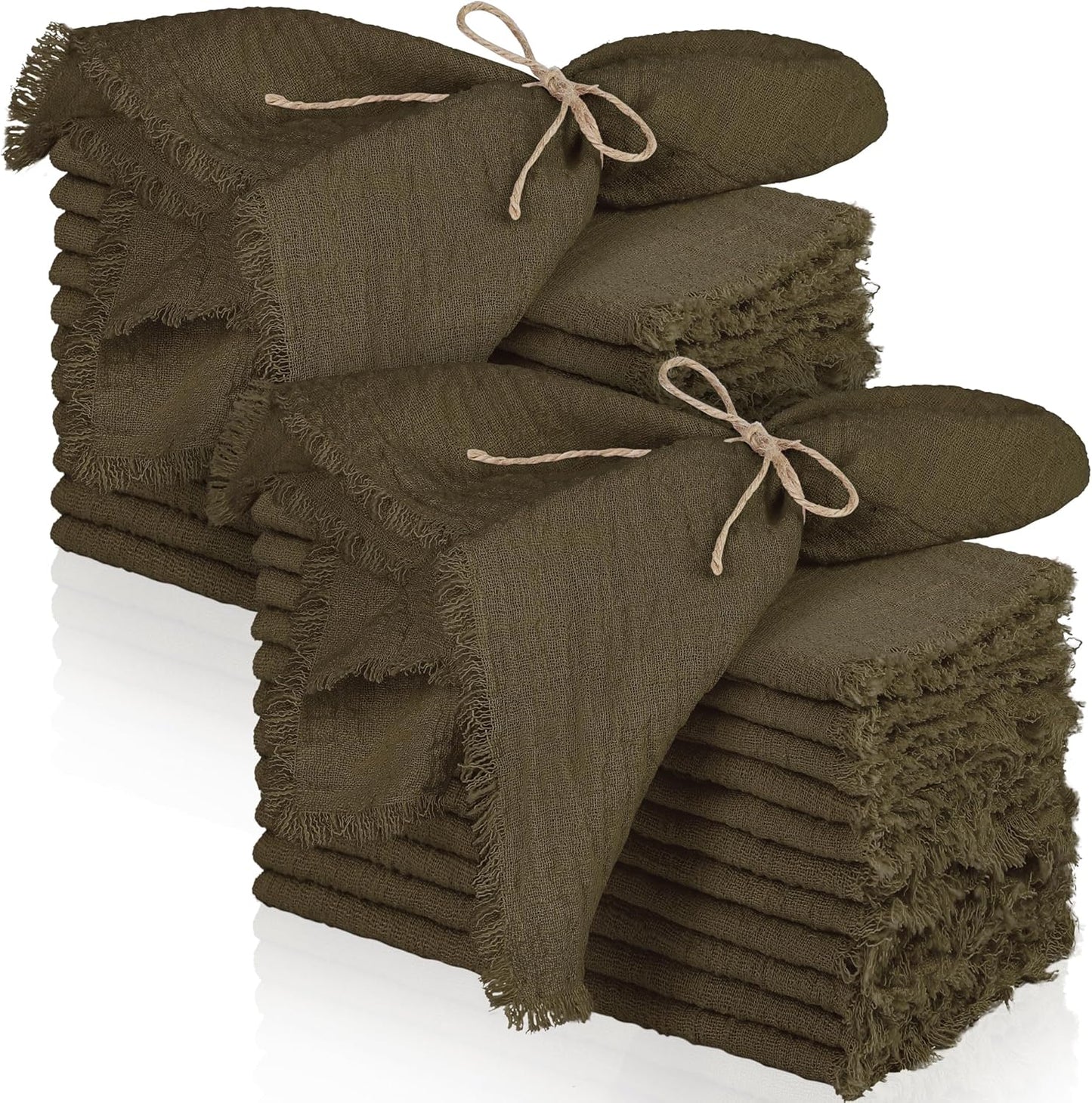 Handmade Cotton Linen Cloth Napkins with Fringe for Events