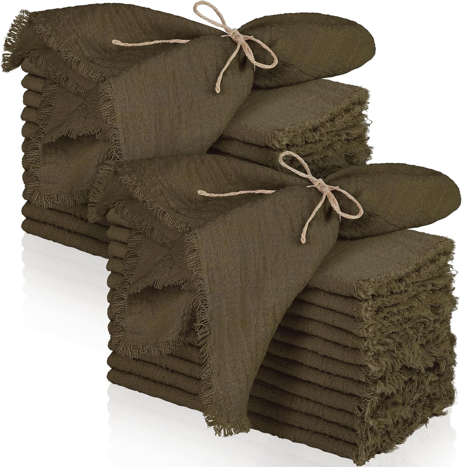 Handmade Cotton Linen Cloth Napkins with Fringe for Events