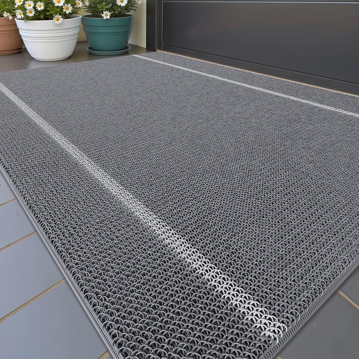 Color&Geometry Large Outdoor Doormat for Home Entry 36x60 in Grey