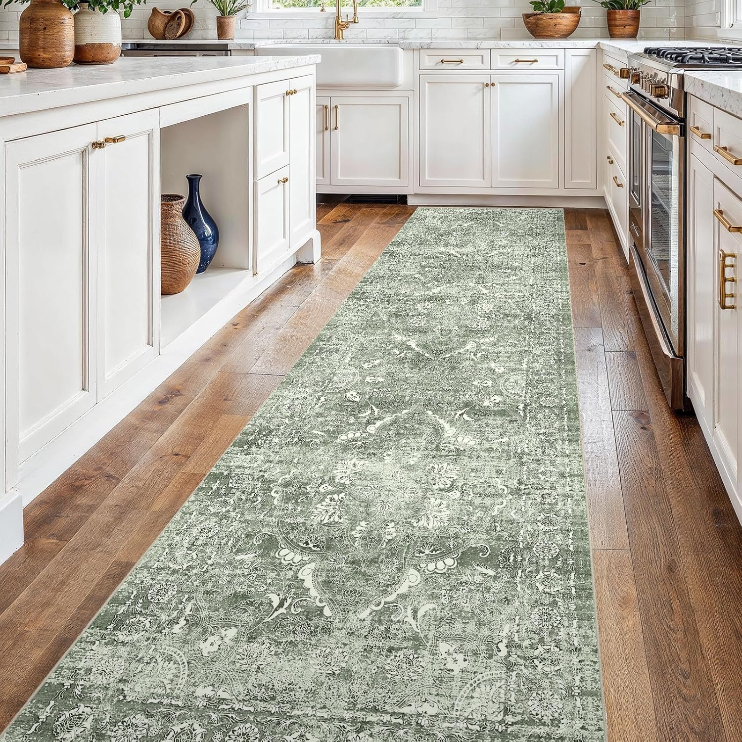 Vintage 2ft 6inx14ft Washable Hallway Runner Rug for Home Decor