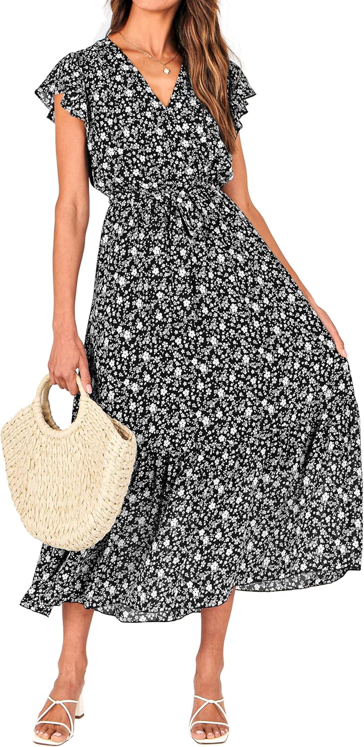 BTFBM Women Summer Bohemian Floral Midi Sun Dress for All Occasions