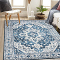 Moynesa Ultra-Thin Washable Area Rug - Vintage Blue 5x7 Mat