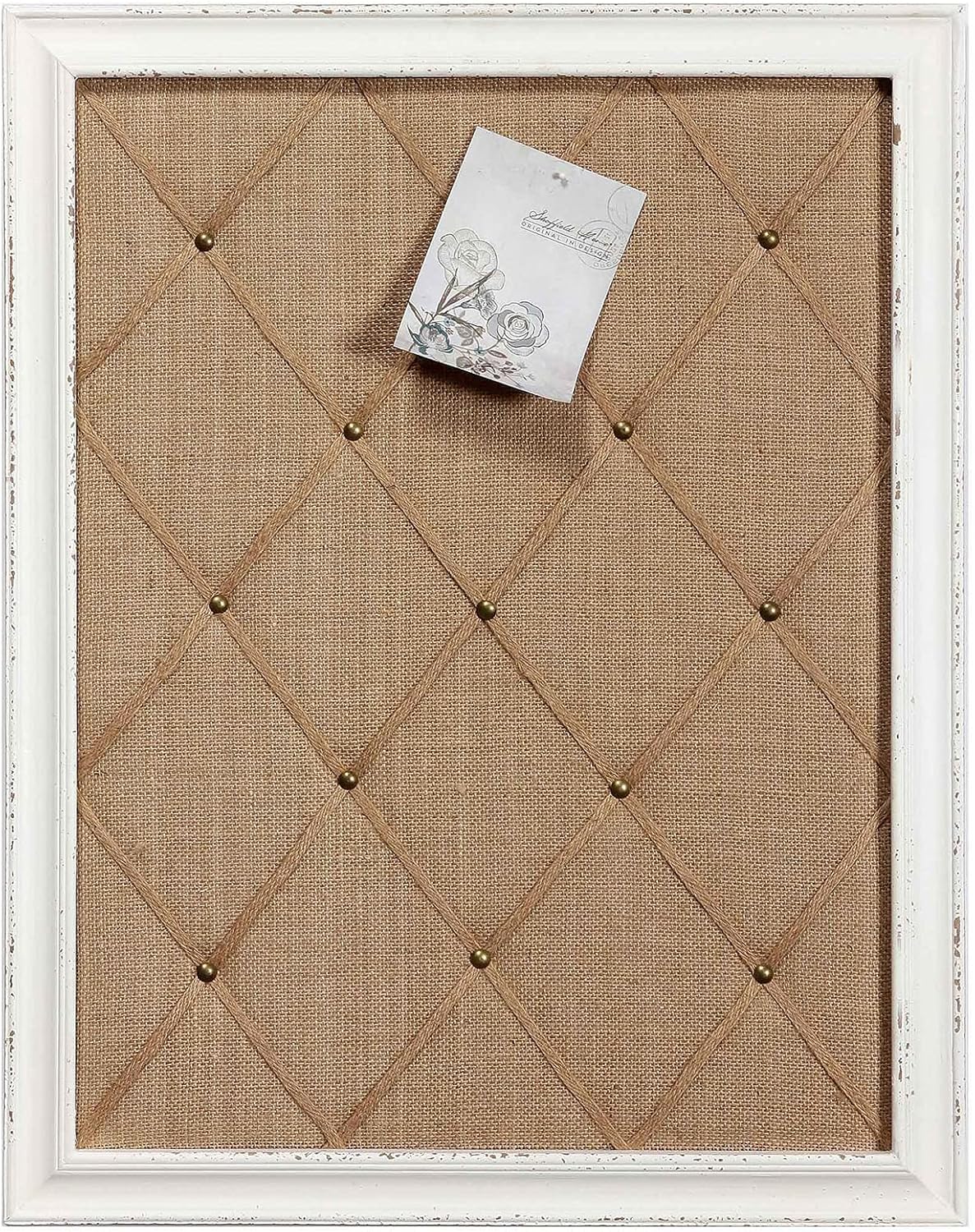 Antique White Linen Fabric Pin Board for Rustic Home Decor